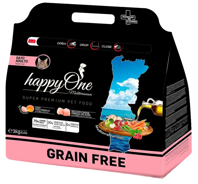 Sucha karma dla kotów HappyOne Grain Free Mediterraneum 3 kg (5600760440594) - obraz 1