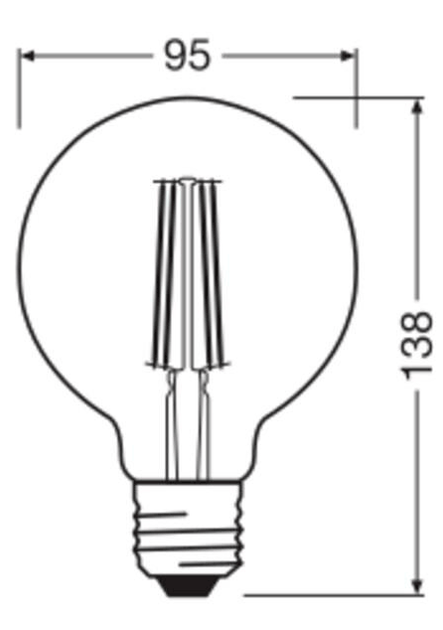 Лампа LED 6.5W 220V 725lm 2400K E27 DIM 95х135mm філаментна [4099854132315] OSRAM Vintage 1906 LED CLASSIC Globe Dimmable - изображение 5