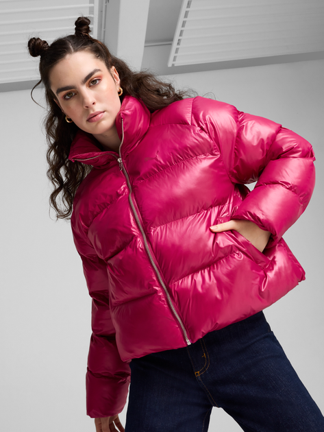 Kurtka zimowa damska krótka Puma Shiny Puffer Jacket 62651445 S Malinowa (4067981420650) - obraz 1