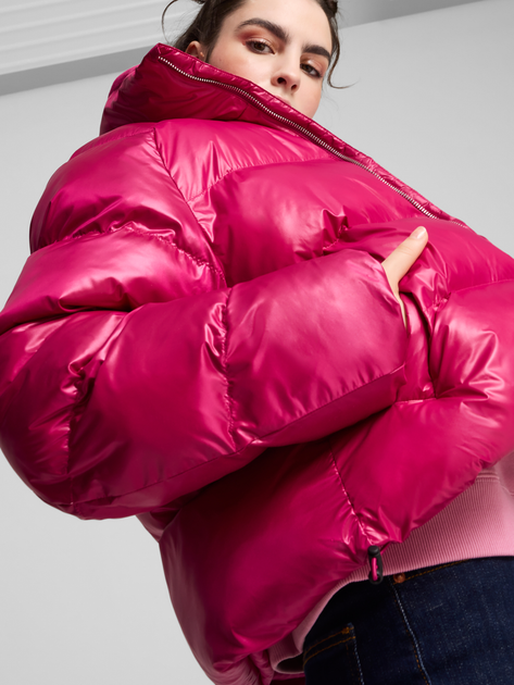 Куртка зимова жіноча Puma Shiny Puffer Jacket 62651445 XS Малинова (4067981420629) - зображення 4