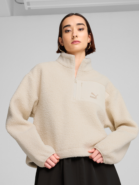 Толстовка на блискавці чоловіча Puma Classics Half-Zip 62679687 M Біла (4067981448470) - зображення 1