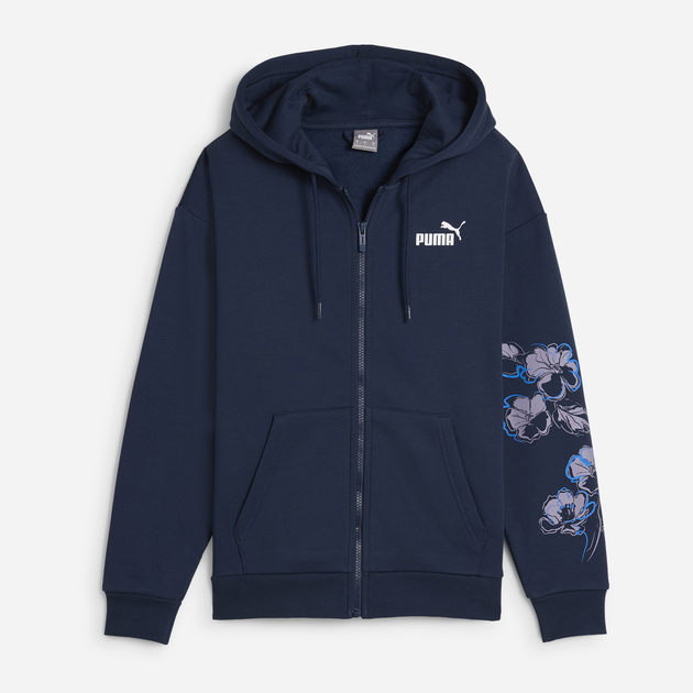 Спортивна кофта жіноча Puma Ess + Floral Vibes FZ Hoodie FL 68602614 M Темно-синя (4067982706234) - зображення 1