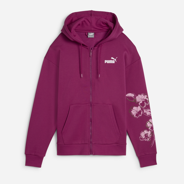 Bluza sportowa damska rozpinana Puma Ess + Floral Vibes FZ Hoodie FL 68602645 M Malinowa (4067982704384) - obraz 1