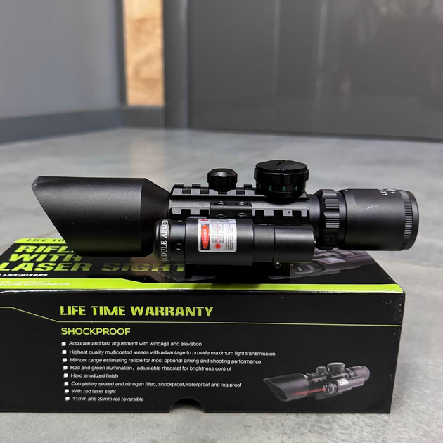 Оптический прицел SPINA OPTICS M9 LS3-10x42E с ЛЦУ, 3-10x42, красный лазер - изображение 2