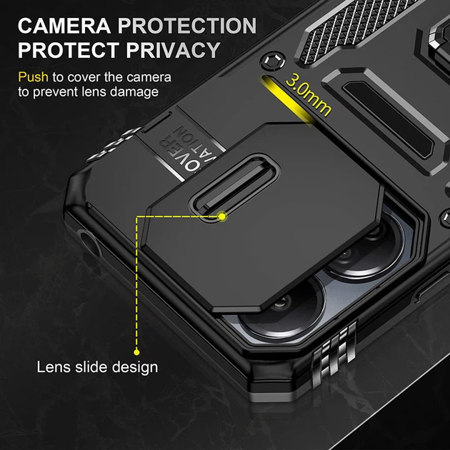 Чехол для Xiaomi Redmi 13C/Poco C65 Camshield Army Ring Черный/Black - изображение 3