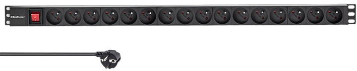 Подовжувач до серверної шафи RACK Qoltec 1.8 м 16 розеток тип E чорний (5901878546049) - зображення 6