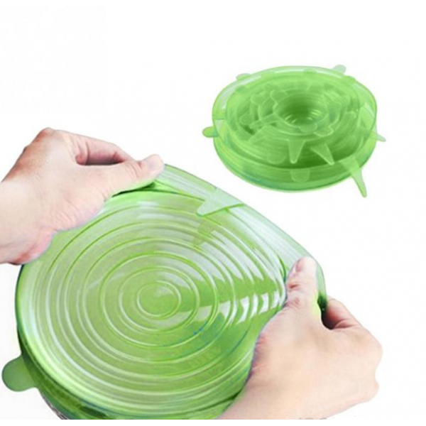Силиконовые крышки для посуды набор 6 штук Silicone Sealing Lids Green - Фото 1 Силиконовые крышки для посуды набор 6 штук Silicone Sealing Lids Green - изображение 1