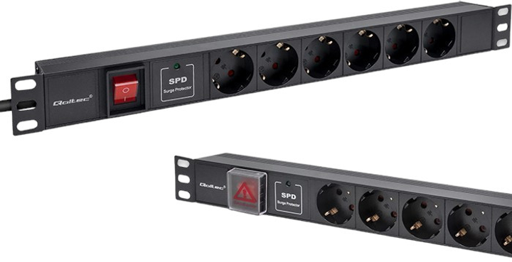 Listwa zasilająca Qoltec do szafy RACK 19" 1.8 m 6 gniazd SCHUKO czarna (5901878546018) - obraz 3