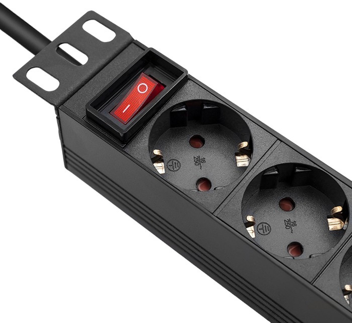 Listwa zasilająca Qoltec do szafy RACK 10" 1.8 m 4 gniazda SCHUKO czarna (5901878546032) - obraz 3