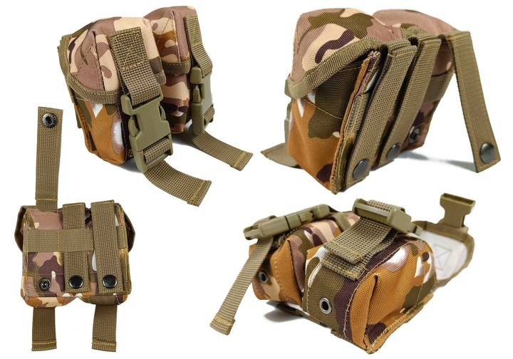 Подсумок гранатный двойной Multicam Arid (MOLLE, подсумок для гранат на разгрузку, жилет, РПС) - изображение 2