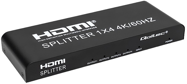 Розгалужувач Qoltec Splitter 4 x HDMI 4K x 2K активний (5901878517995) - зображення 1