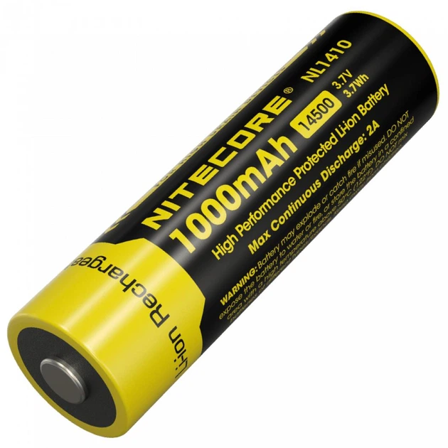Акумулятор літієвий Li-Ion 14500 Nitecore NL1410 (1000mAh), захищений - Фото 1 Акумулятор літієвий Li-Ion 14500 Nitecore NL1410 (1000mAh), захищений - зображення 1