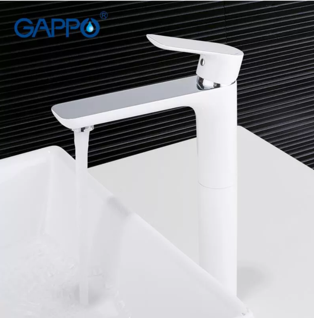 Смеситель для умывальника GAPPO G1048-2, белый/хром - изображение 2