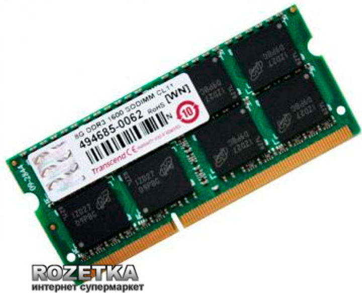 Оперативная память Transcend SODIMM DDR3-1600 8192MB PC3-12800 ...