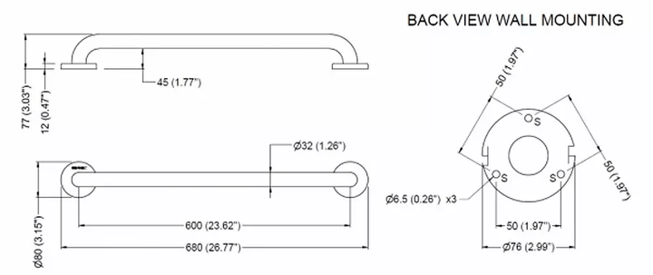Поручень GENWEC Straight Bar GW11 03 04 01 - зображення 3