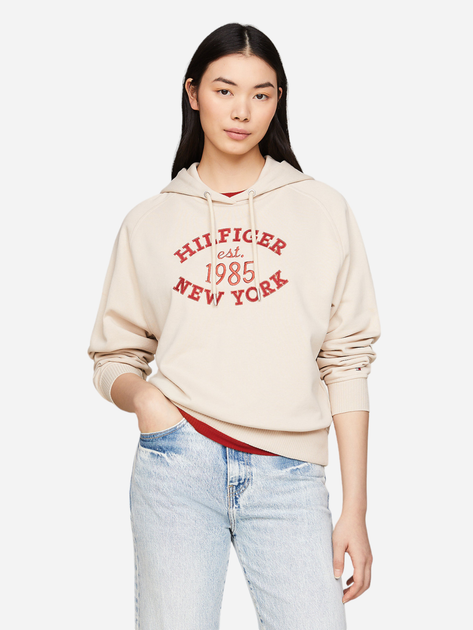 Худі оверсайз жіноче Tommy Hilfiger WW0WW42098-ACI S Бежеве (8720636806587) - зображення 1