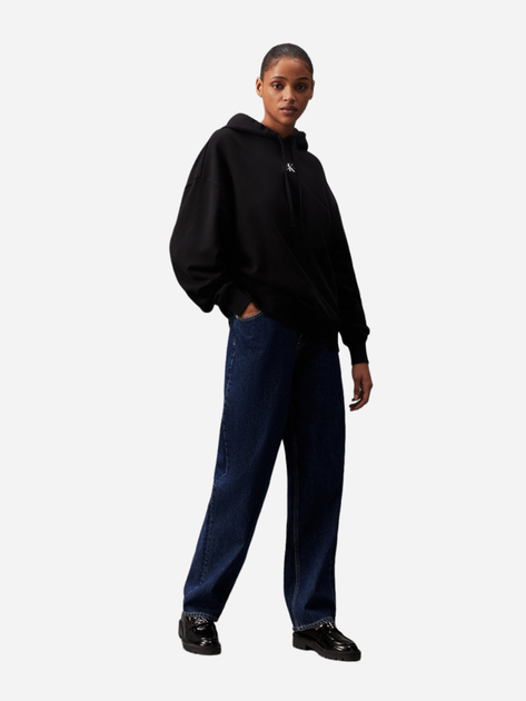 Bluza damska z kapturem oversize Calvin Klein Jeans J20J224063-BEH L Czarna (8720109955781) - obraz 3