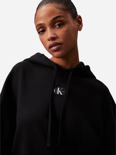 Bluza damska z kapturem oversize Calvin Klein Jeans J20J224063-BEH L Czarna (8720109955781) - obraz 4