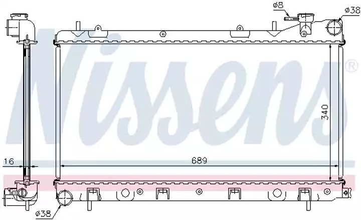 Радиатор охлаждения двигателя SUBARU IMPREZA, NISSENS (67704A) - изображение 1
