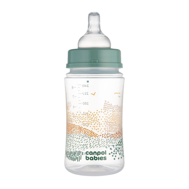 Canpol babies Пляшка антиколікова з широким отвором 240 мл Easystart MOUNTAINS - зелена 35/243_gre 5901691888029 - изображение 2