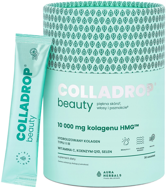 Дієтична добавка Aura Herbals Colladrop Beauty Колаген HMG 10000 мг Мохіто 30 саше (5902479614571) - зображення 1