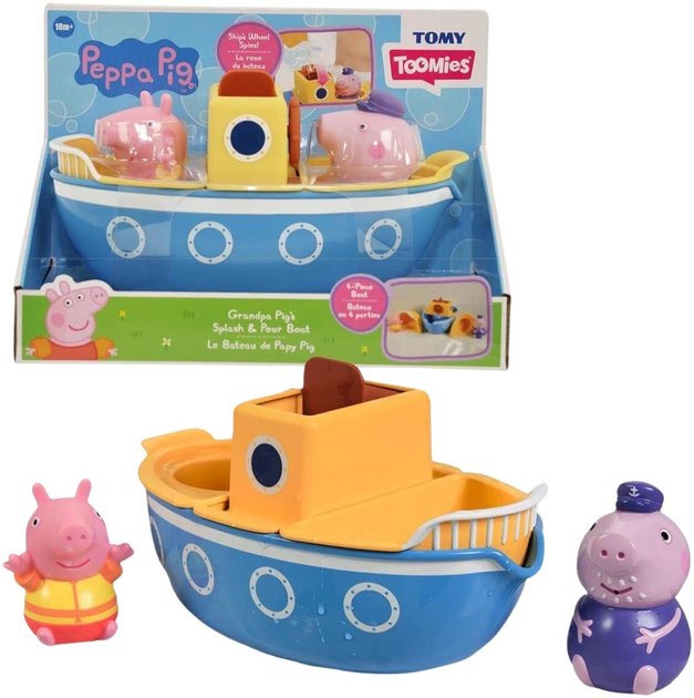 Zabawka do kąpieli Tomy Peppa Pig Grandad Pig’s Splash & Pour Boat (5011666734142) - obraz 1