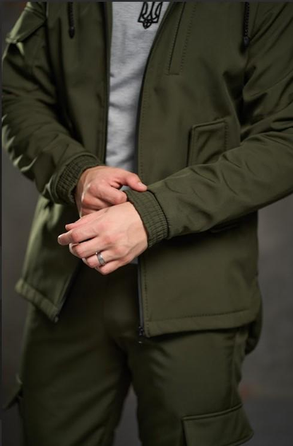 Мужской костюм Softshell утепленный куртка и штаны на флисе Intruder 0190 L Хаки ( IN - 0190/01 C ) - изображение 9