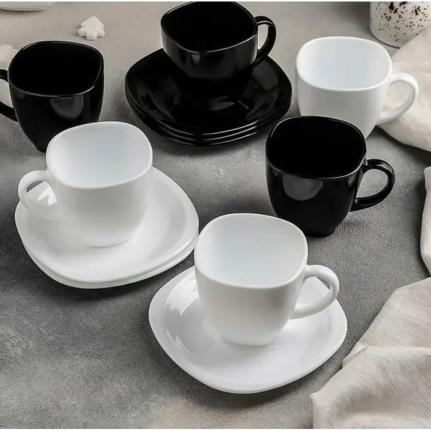Zestaw Luminarc Carine White & Black filiżanki ze spodkami 6x220 ml (026102900987) - obraz 3