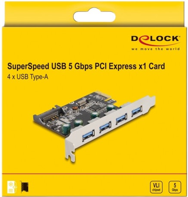 Карта розширення Delock PCI Express x1 - 4 x USB 3.2 Gen1 Type-A (89297) - зображення 4