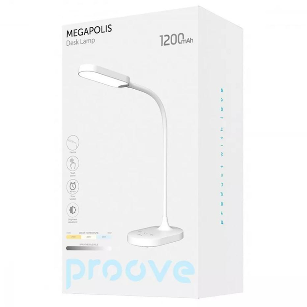 Настільна акумуляторна лампа Proove Megapolis 1200mAh (white) - зображення 5
