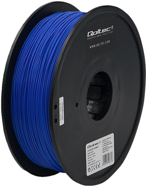 Profesjonalny filament do druku 3D Qoltec PLA PRO 1.75 mm 1 kg Blue (5901878506753) - obraz 2