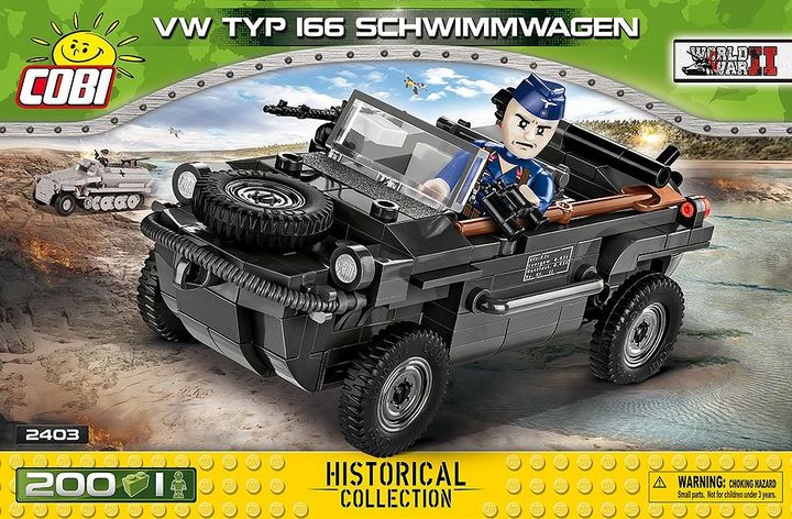 Klocki konstrukcyjne Cobi HC WWII VW Type 166 Schwimmwagen 200 elementów (5902251024031) - obraz 1