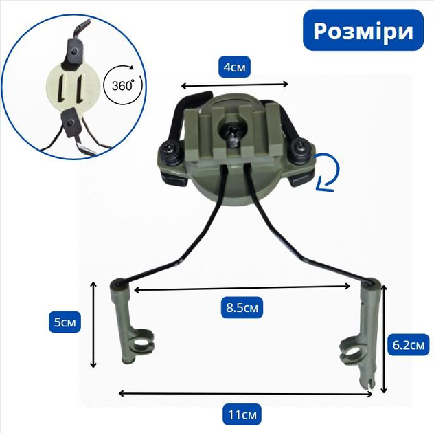 Адаптер крепления для активных наушников на шлем 19-22 мм, зажимной, комплект - изображение 2