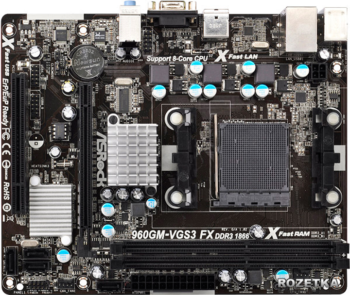 Материнская плата ASRock 960GM-VGS3 FX (sAM3+, AMD 760G, PCI-Ex16 ...