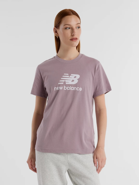 Акція на Футболка бавовняна жіноча New Balance Essentials Jersey Logo WT41502ICW XL Світло-бузкова від Rozetka