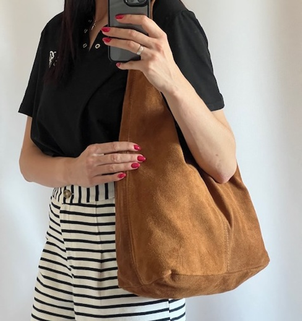 Замшевая сумка шоппер Italian bags DB15206 cognac от продавца: KONRON ...