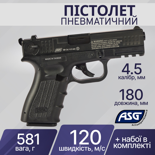 Пістолет пневматичний ASG ISSC M22 4,5 мм BB black 19803 - зображення 1