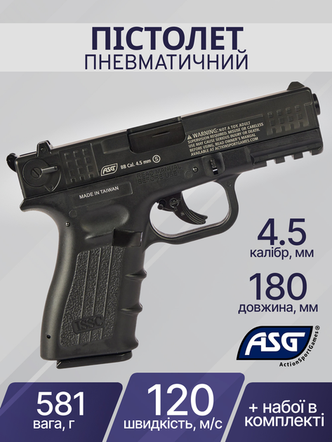 Пистолет пневматический ASG ISSC M22 4,5 мм BB black 19803 - изображение 2