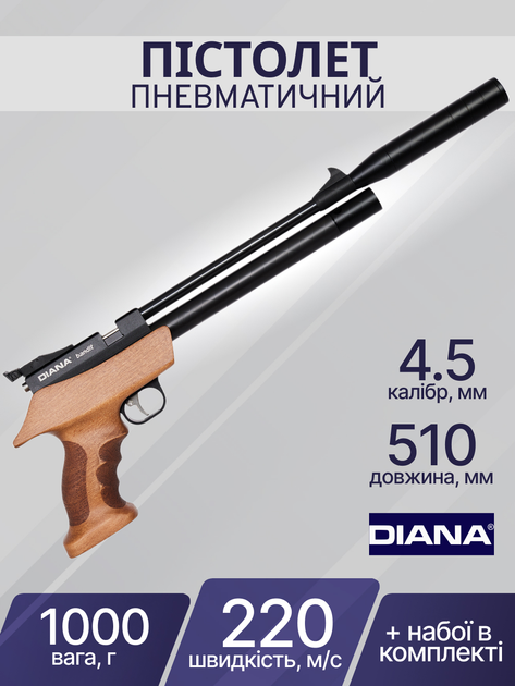 Пистолет пневматический Diana Bandit PCP, 4,5 мм regul., wood stock 1910201 - изображение 2