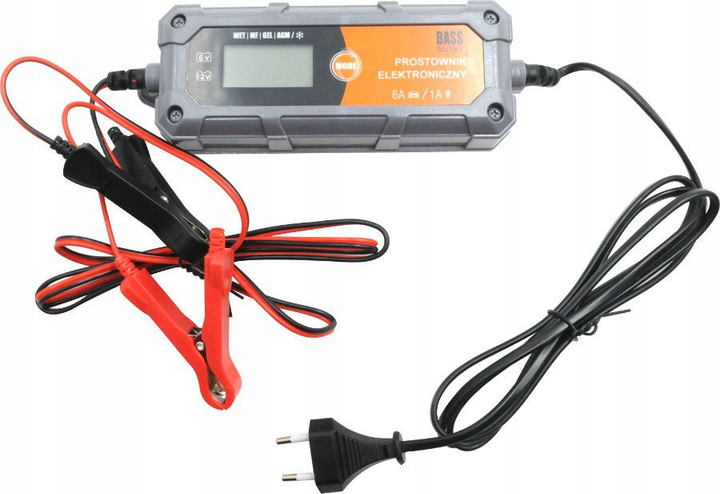 Prostownik elektroniczny Bass Polska 6/12 V 6 A 160 Ah do baterii żelowych i kwasowych AGM & STD 6701 (5902067621394) - obraz 1