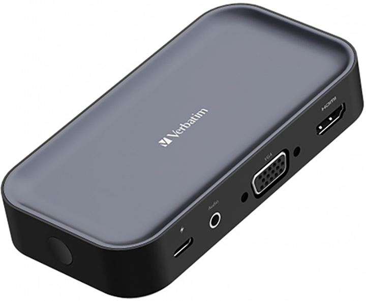 USB-hub Verbatim WDA-01 USB Type-C do 1 x USB Type-C/2 x USB Type-A/1 x HDMI/VGA/AUX/SD Grey (0023942321460) - obraz 3