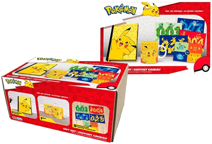 Zestaw prezentowy ABYstyle Pokemon Pikachu notatnik A5 + kubek 320 ml + zestaw pocztówek 5 szt. (3665361131939) - obraz 1