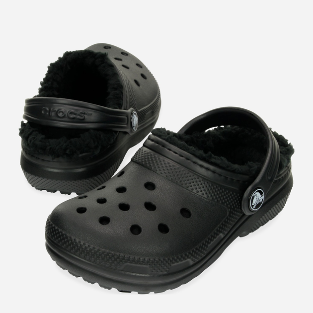 Дитячі крокси-сабо для хлопчика утеплені Crocs Classic Lined Clog Kids 207010-060 32-33 Чорні (191448702233) - зображення 3
