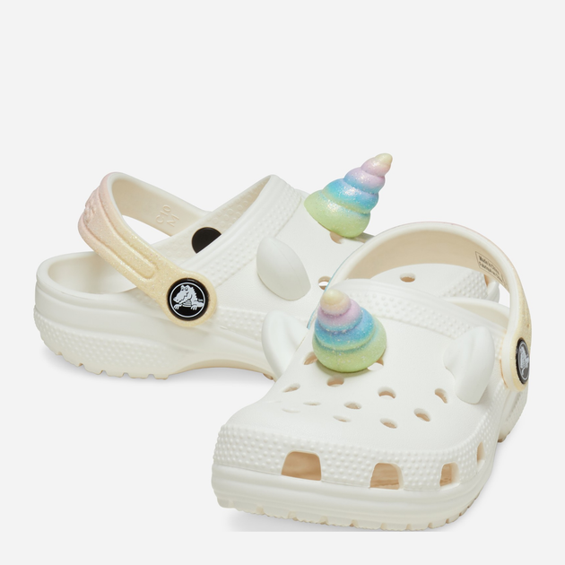 Дитячі крокси-сабо для дівчинки Crocs Classic Iam Rainbow Unicorn Clog T 209701-0WV 27-28 Молочні (196265543502) - зображення 3