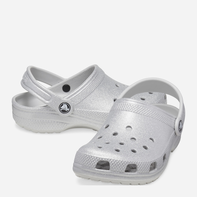 Дитячі крокси-сабо для дівчинки Crocs Classic Glitter Kids Clog T 206992-0IC 23-24 Серебристі (196265550456) - зображення 3