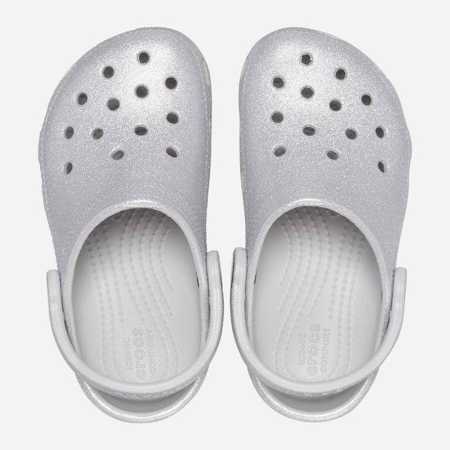 Підліткові крокси-сабо для дівчинки Crocs Classic Glitter Clog K 206993-0IC 36-37 Серебристі (196265551620) - зображення 4