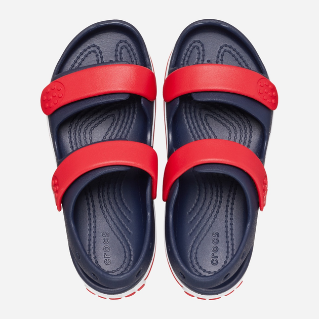Дитячі сандалії для хлопчика Crocs Crocband Cruiser Sandal T Kids 209424-4OT 25-26 Темно-сині з червоним (196265604067) - зображення 4