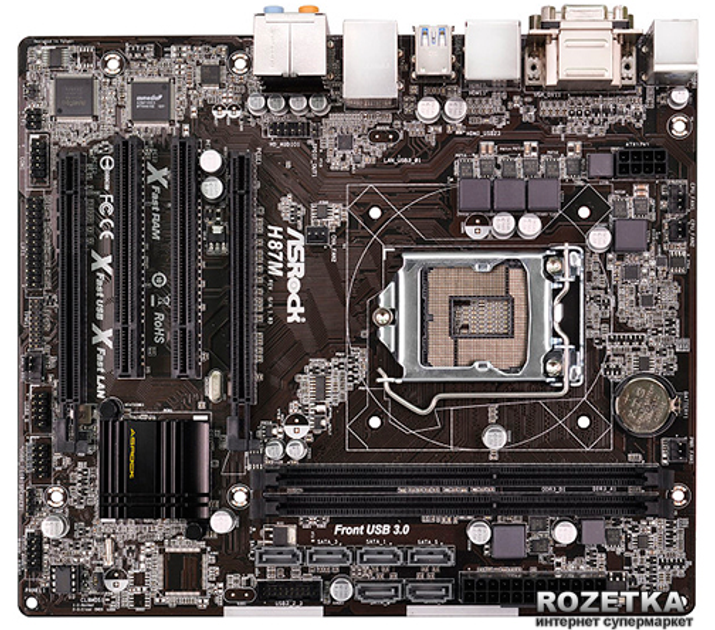 Материнская плата ASRock H87M, s1150, H87, PCI-Ex16) – фото