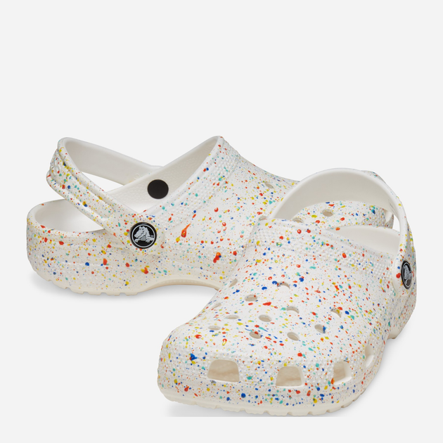 Дитячі крокси-сабо для дівчинки Crocs Classic Paint Splatter Clog Kids 210349-94S 28-29 Білі (196265775545) - зображення 3