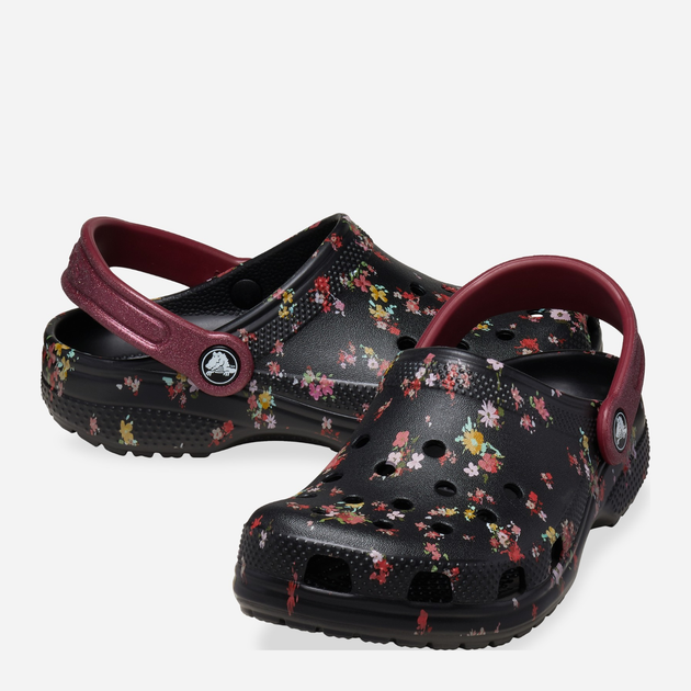 Дитячі крокси-сабо для дівчинки Crocs Classic Ditsy Floral Clog K 210354-0C4 30-31 Чорні (196265775651) - зображення 3